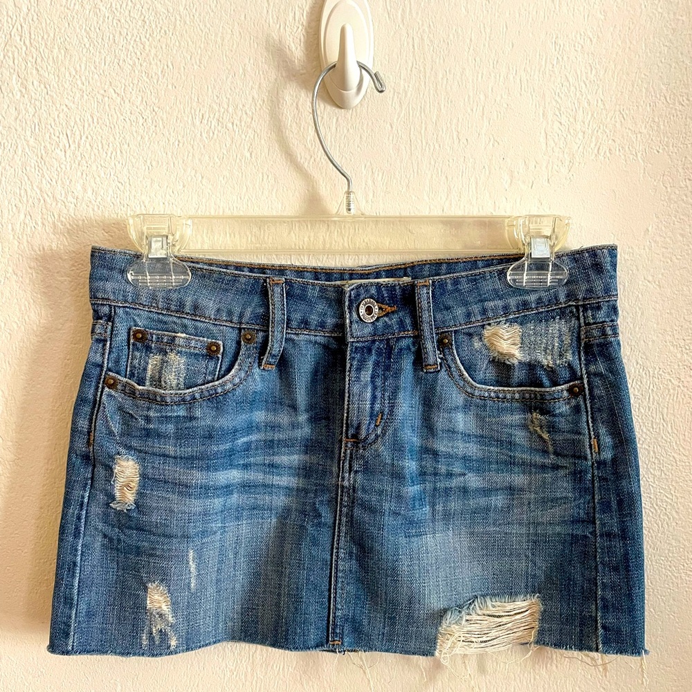 Forever 21 Distressed Mini Denim Skirt